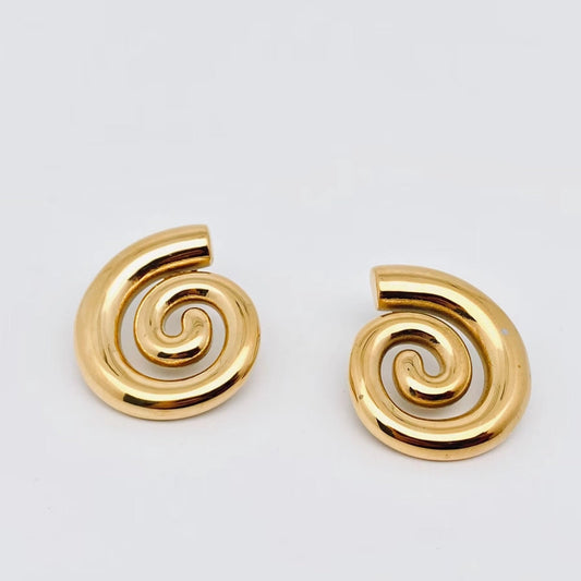 Conch Shaped 18k Gold Plated Stainless Steel Earrings