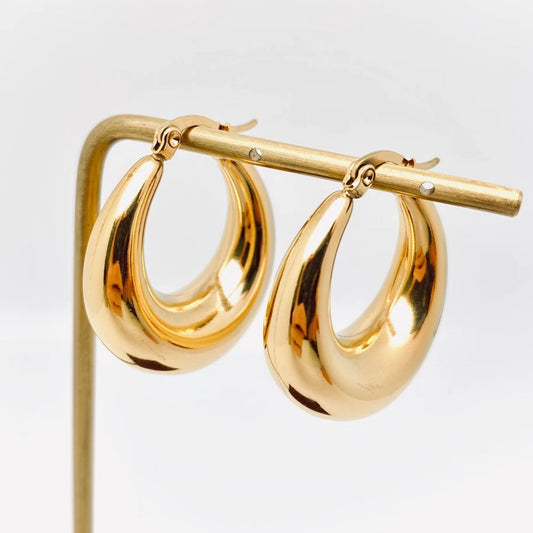 Geometric Gold-Plated Stainless Steel Earrings