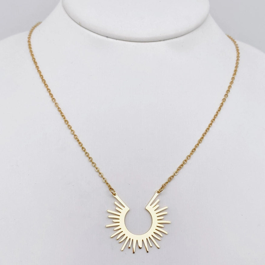 18k Gold Plated Stainless Steel Sunflower Charm Necklace