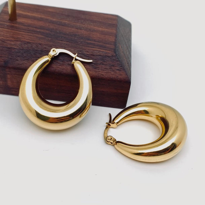 Geometric Gold-Plated Stainless Steel Earrings