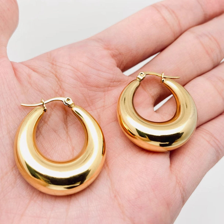 Geometric Gold-Plated Stainless Steel Earrings