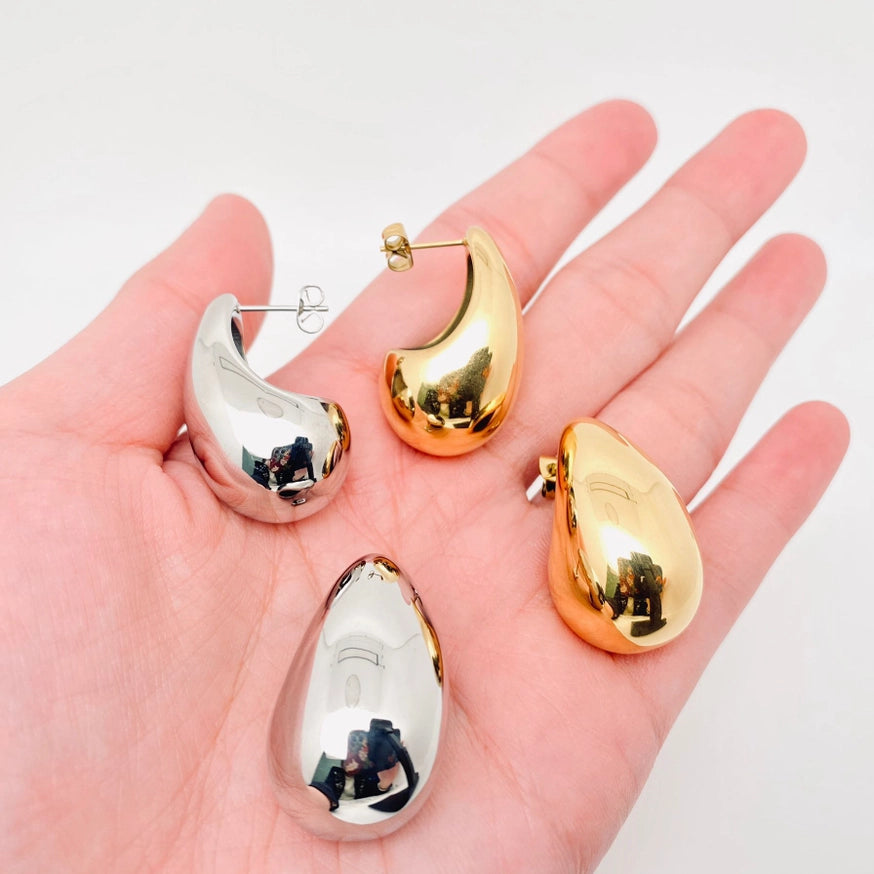 18K Gold-Plated Stainless Steel Hollow Teardrop Earrings