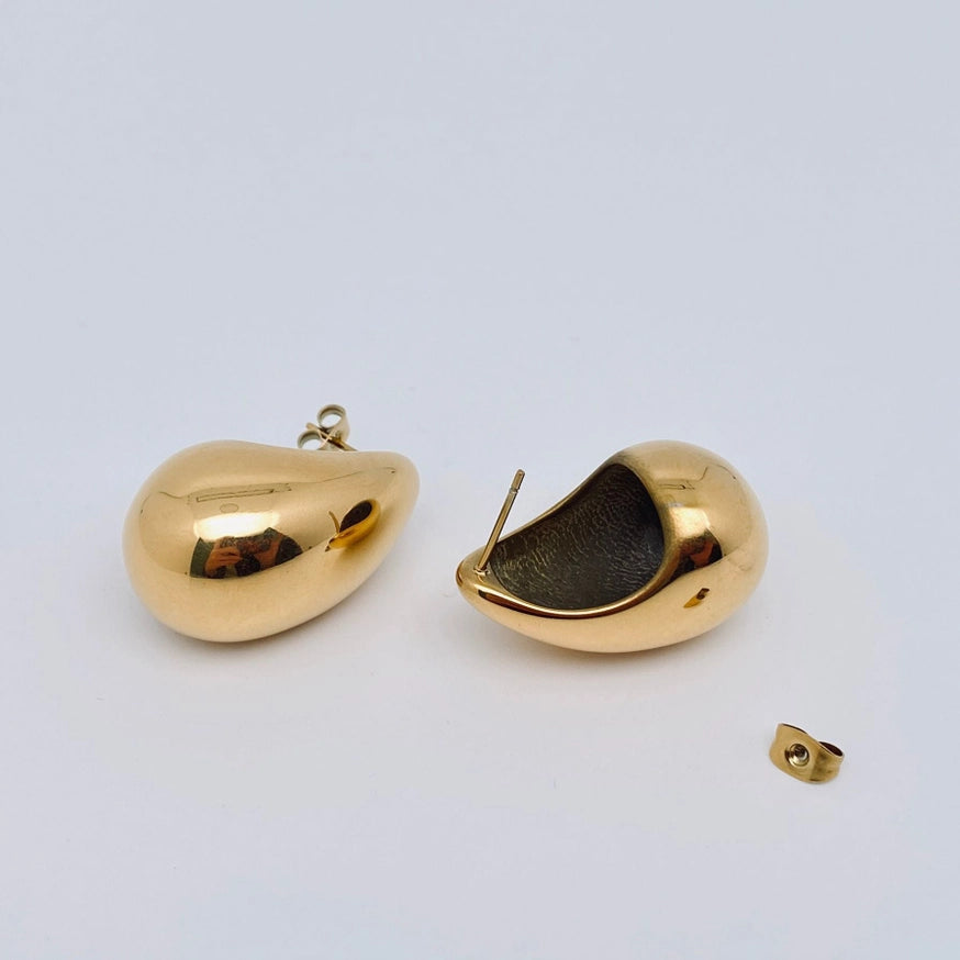 18K Gold-Plated Stainless Steel Hollow Teardrop Earrings